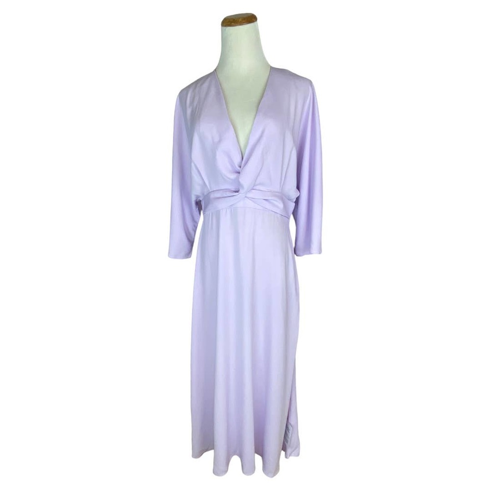 ASOS Designs Lilac Twist Front Batwing Midi Skater Dress Sz 8